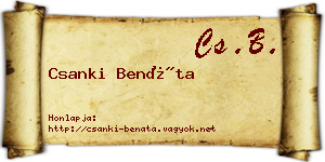 Csanki Benáta névjegykártya